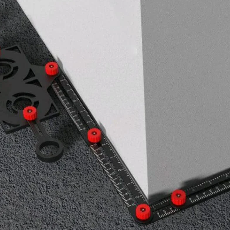 TOPWAY Righello di Misurazione Multi Angolo in Lega di Alluminio 12 Lati, Dima Angolare Strumento per Piastrelle con foro per Costruttori, Artigiani, Falegnami