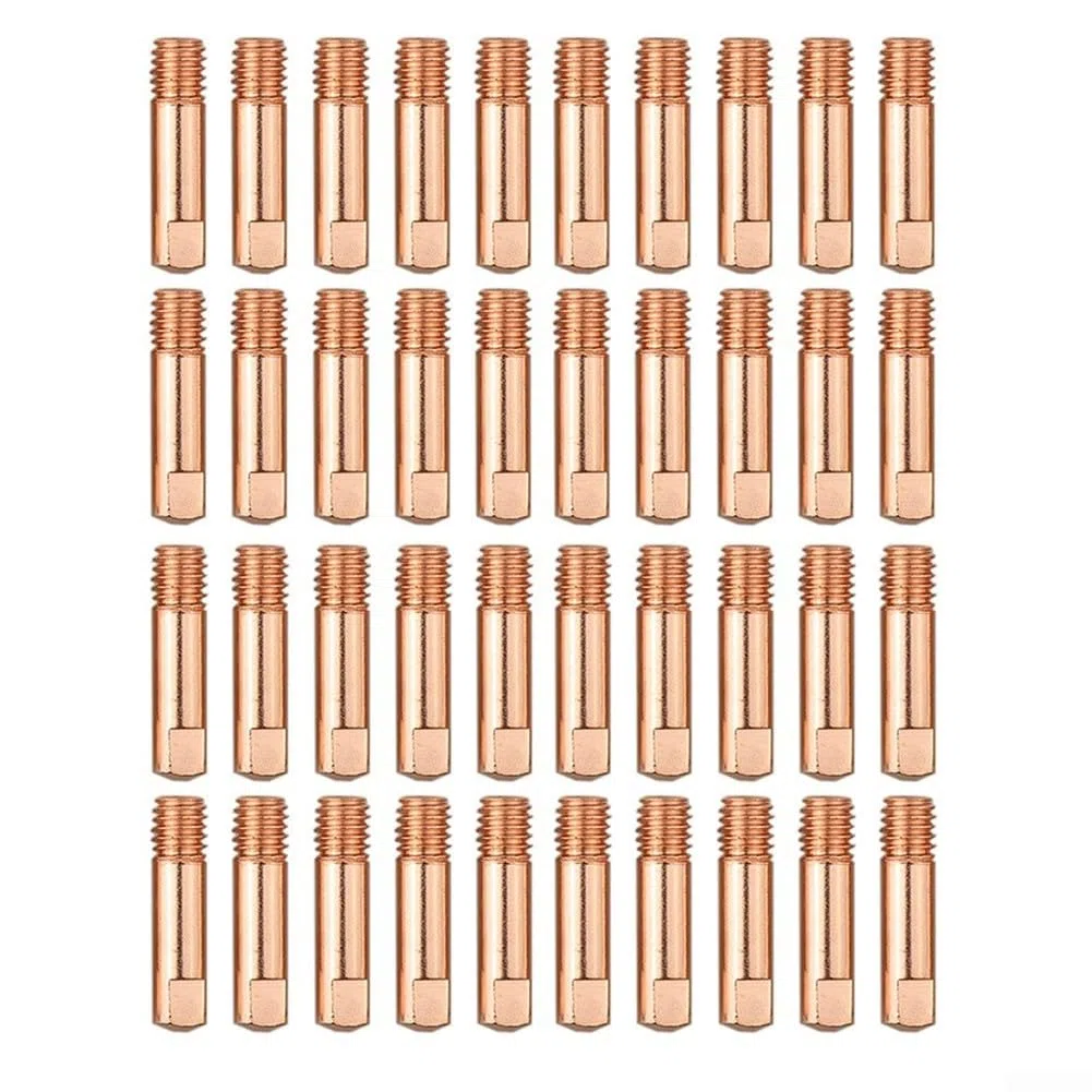 Set di 40 punte per saldatura in rame per saldatrici MIG MAG 15AK con ugelli da 0,8 mm, 0,9 mm, 1,0 mm, filettatura M6, lunghezza 25 mm, diametro 6 mm