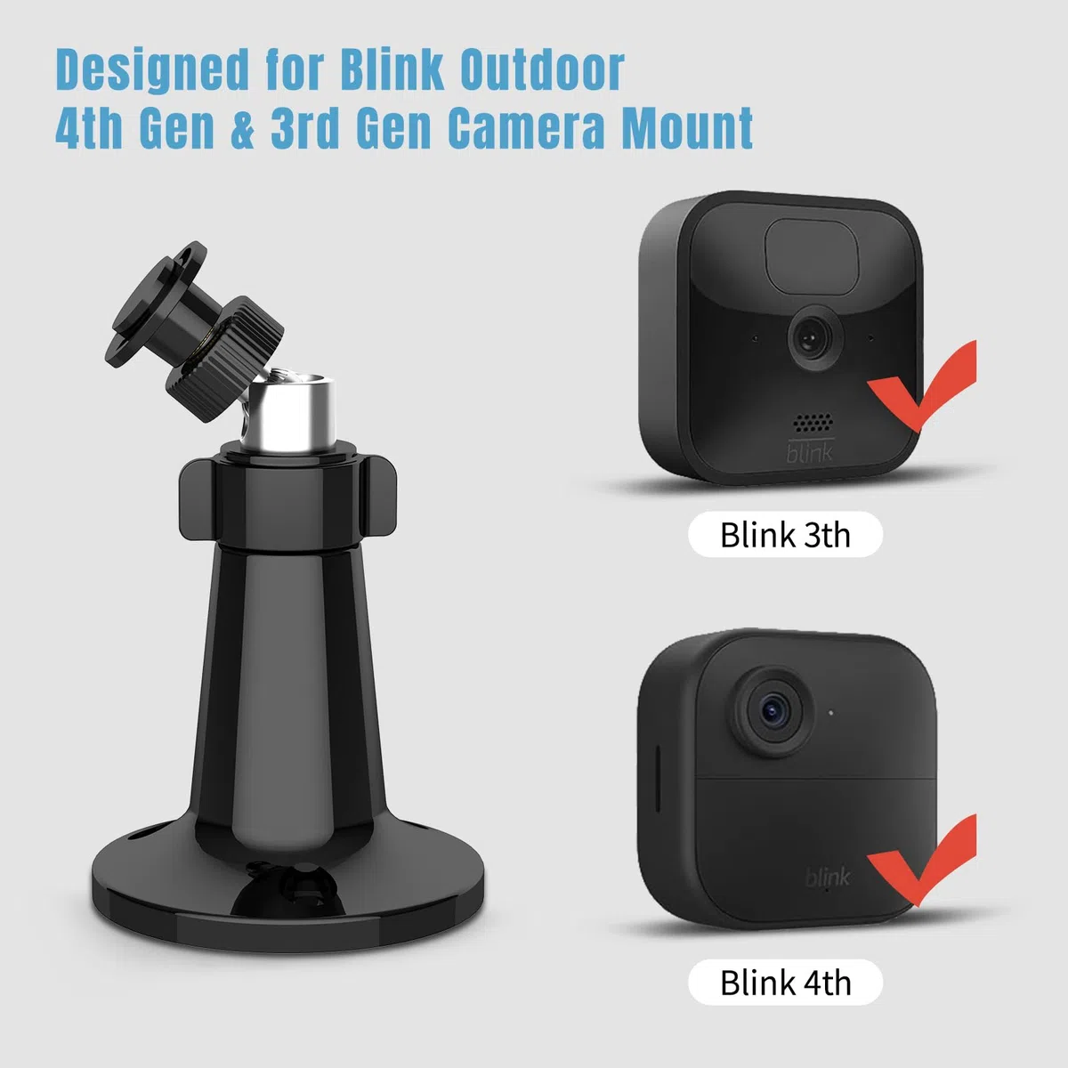 Supporto per telecamera Blink, supporto da parete regolabile per la telecamera Blink Outdoor (3ª generazione)/ Blink Outdoor 4 (4ª generazione)/ Blink Indoor/ Blink Mini 2/ Blink XT/ XT2 (Nero, 2