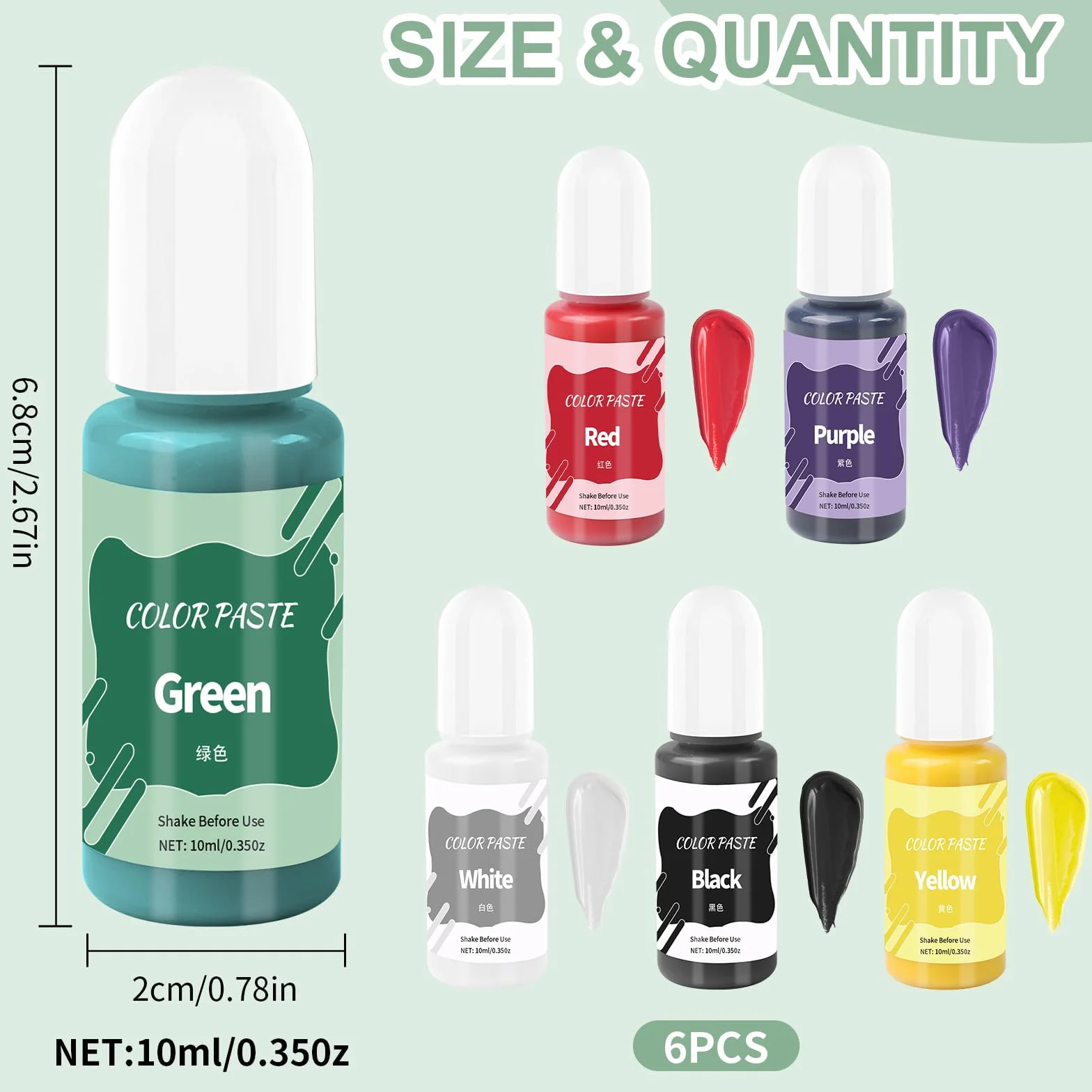 6 pigmenti colorati per colata in polvere, 10 ml, vernice a base d'acqua, alta concentrazione, polvere pigmentata per modellismo e progetti creativi