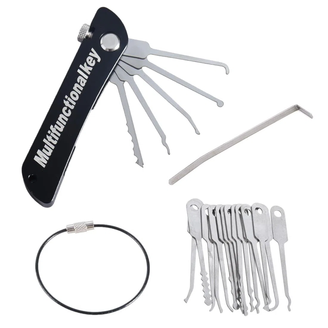Lockpicking Set Chiave Universale Per Serrature Grimaldelli Professionali Imparare Ad Aprire Lucchetti Allenamento Grimaldello Automatico Kit Estrazione Chiavi Rotte , Nero