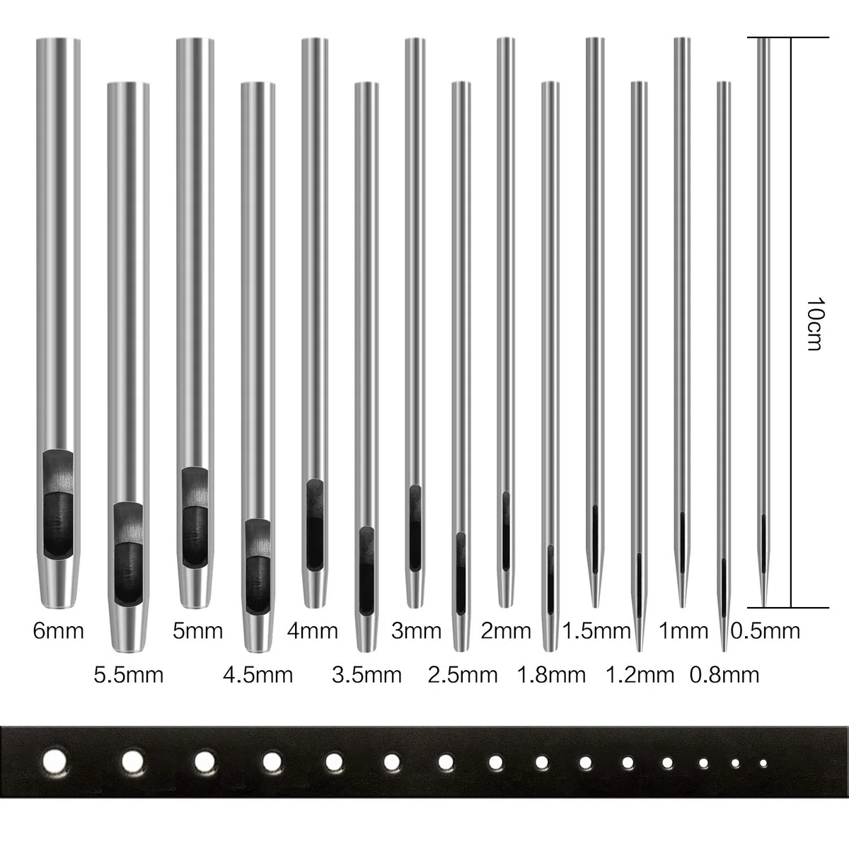 15 Pezzi Punzone Rotondo in Acciaio 45 Perforatore Cavo per Pelle Gomma Plastica Carta Punch Rotondo per Cuoio Fustelle per Fori Circolari con 15 Diverse Dimensioni