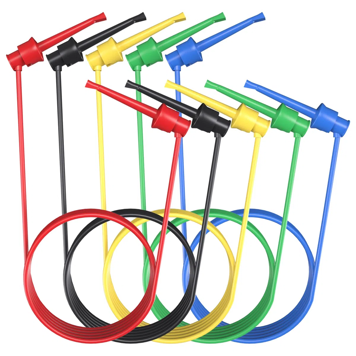 Fili di prova in silicone 5 pezzi Gancio di prova a gancio Cavi di prova Fili Dual IC Gancio di prova Clip per test elettronici